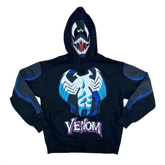 CLEARANCE Marvel Venom Full Face Zip Up Hoodie Cosplay Costume - Picture 4 of 14